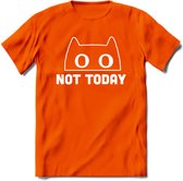 Not Today - Katten T-Shirt Kleding Cadeau | Dames - Heren - Unisex | Kat / Dieren shirt | Grappig Verjaardag kado | Tshirt Met Print | - Oranje - M