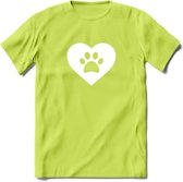 Cat Love Paw - Katten T-Shirt Kleding Cadeau | Dames - Heren - Unisex | Kat / Dieren shirt | Grappig Verjaardag kado | Tshirt Met Print | - Groen - M