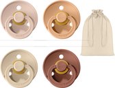 Bibs fopspeen | Met Speenzakje - maat 2 6-18 maanden - 4 stuks - Vanilla - Blush - Peach - Woodchuck