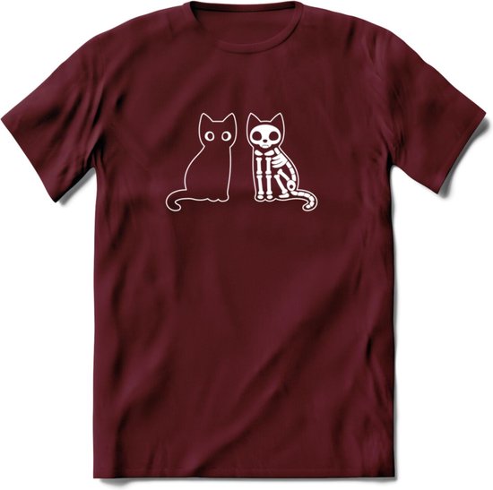 Cat Scan - Katten T-Shirt Kleding Cadeau | Dames - Heren - Unisex | Kat / Dieren shirt | Grappig Verjaardag kado | Tshirt Met Print | - Burgundy - L
