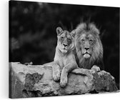 Artaza - Peinture sur Toile - Lion et Lionne - Couple Amoureux - Zwart Wit - 120x80 - Groot - Photo sur Toile - Impression sur Toile