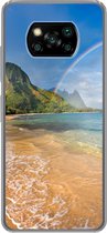 Geschikt voor Xiaomi Poco X3 Pro hoesje - Een mooie regenboog bij Tunnels Beach op Hawaii - Siliconen Telefoonhoesje