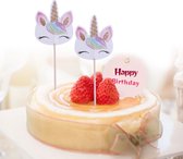 Cupcake Decoratie - Eenhoorn - Taartopper - Unicorn - Taart - Kuif - Prikkers - 12 stuks