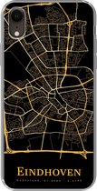 Geschikt voor iPhone XR hoesje - Eindhoven - Stadskaart - Goud - Siliconen Telefoonhoesje