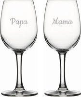 Gegraveerde witte wijnglas 26cl Mama & Papa
