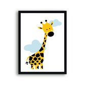 Poster Giraffe met wolkjes / Jungle / Safari / 30x21cm