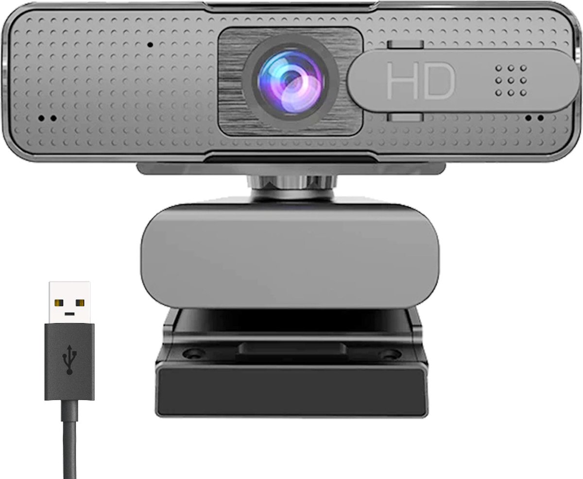 Webcam voor PC met Microfoon - 1080p - met Webcam Cover - Vlog camera - Noise cancelling - Gaming - Streaming - Windows en Mac