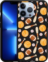 Geschikt voor Apple iPhone 13 Pro Hoesje Zwart American Sports - Designed by Cazy