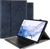 Samsung Galaxy Tab S8 Plus Hoes met Toetsenbord - 12.4 inch - met QWERTY toetsenbord - Vintage Bluetooth Keyboard Cover – Blauw
