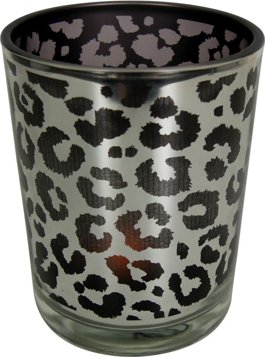 Waxinelichthouder zilver leopard large