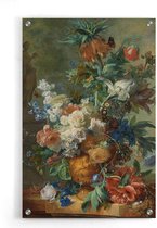 Walljar - Van Huysum - Stilleven met Bloemen en Vlinders - Muurdecoratie - Plexiglas schilderij