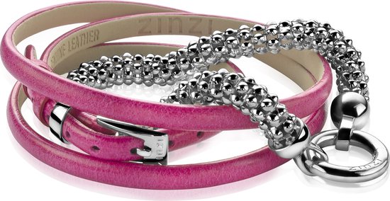 Zinzi - Leren Armband - Fuchsia - Zilveren Gesp (ZIA945R) | bol.com
