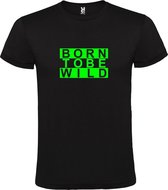 Zwart T shirt met print van " BORN TO BE WILD " print Neon Groen size L