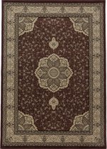 Tapis de salon oriental à poil ras Motif de bordure ornement Rouge