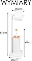 Wc borstel met houder - en toiletrolhouder - 20x20x64 cm - wit