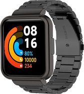 Stalen Smartwatch bandje - Geschikt voor Redmi Watch 2 Lite stalen band - zwart - Strap-it Horlogeband / Polsband / Armband