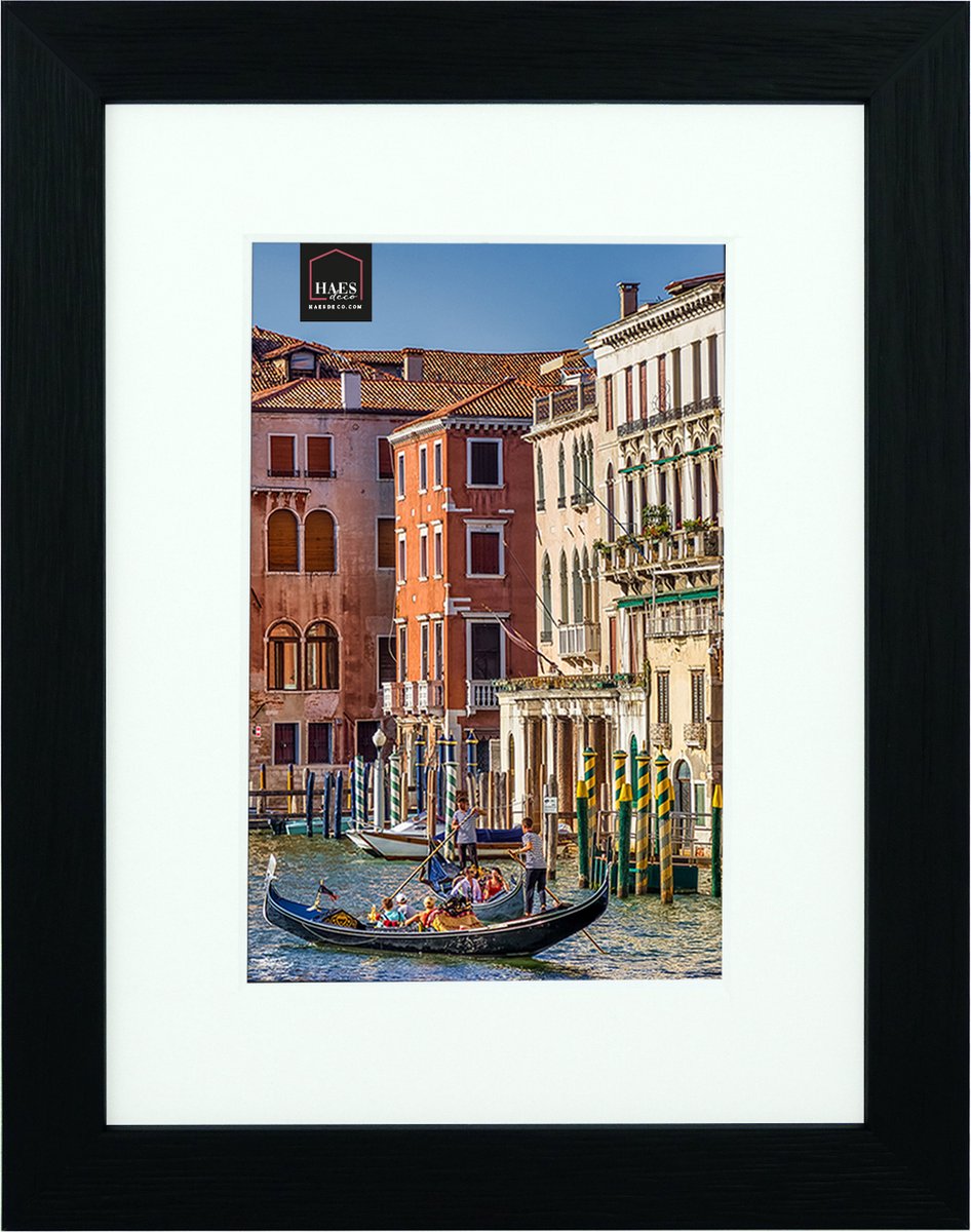 HAES deco Houten Fotolijst met Passe-partout Venezia zwart voor 1 foto formaat 15x20 of 20x30 -SP12930