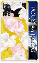 GSM Hoesje Xiaomi Poco X4 Pro 5G Back Case TPU Siliconen Hoesje Doorzichtig Mooie Bloemen