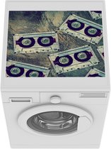 Wasmachine beschermer mat - Cassettebandjes - Hout - Vintage - Breedte 55 cm x hoogte 45 cm