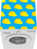 Wasmachine beschermer mat - Design - Helm - Geel - Breedte 60 cm x hoogte 60 cm