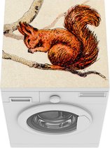 Wasmachine beschermer mat - een oranje eekhoorn in een boom - Breedte 60 cm x hoogte 60 cm