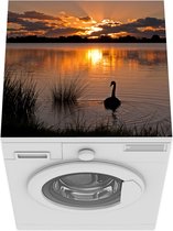 Wasmachine beschermer mat - Zonnestralen - Zwaan - Wolken - Breedte 60 cm x hoogte 60 cm