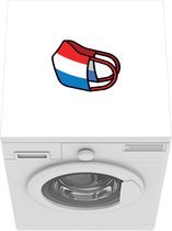 Wasmachine beschermer mat - Illustratie van een mondkapje met Nederlandse vlag - Breedte 60 cm x hoogte 60 cm