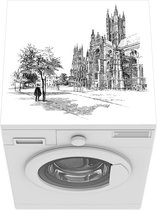 Wasmachine beschermer mat - een persoon bij de kathedraal van Canterbury - Breedte 60 cm x hoogte 60 cm