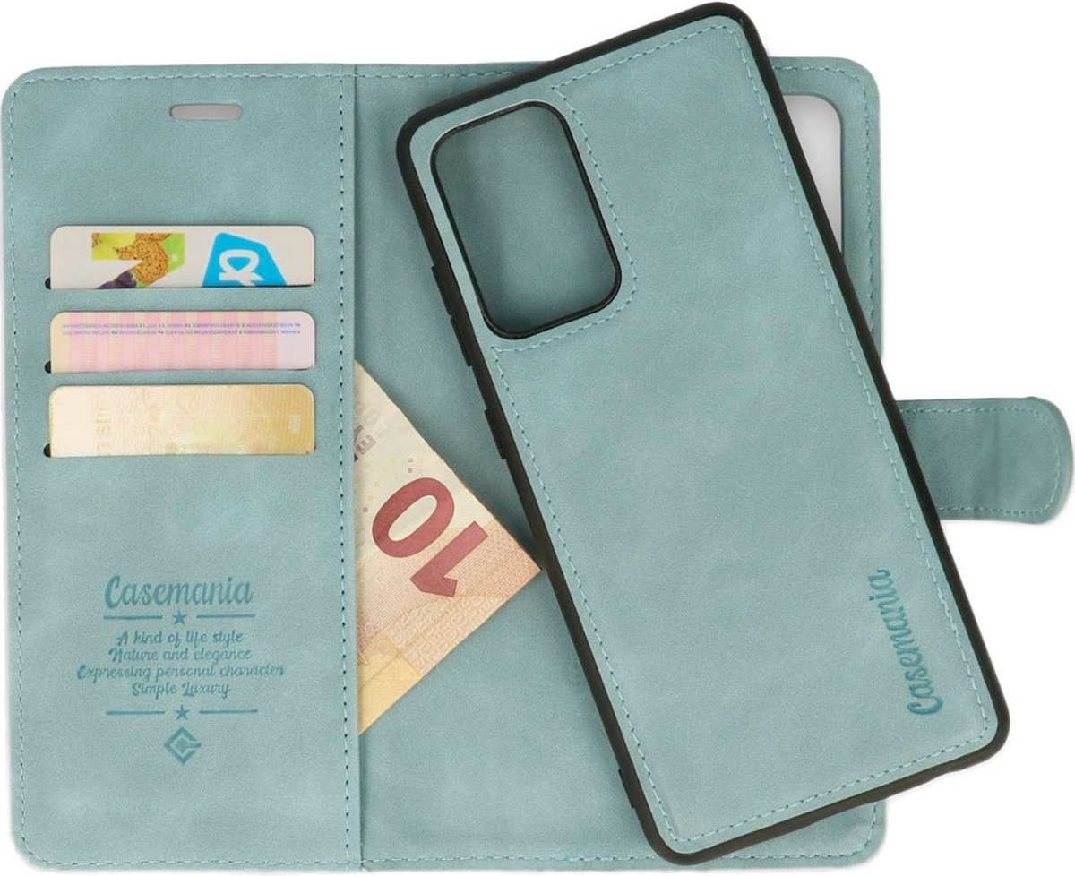 Samsung Galaxy S21 FE Bookcase hoesje - CaseMe - Effen Aqua - Kunstleer