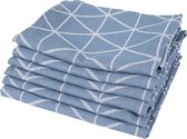Twentse Damast Keuken Handdoeken - Hollandse Designs - Theedoeken Set - 6 stuks - 60x65 cm - Triangel Blauw