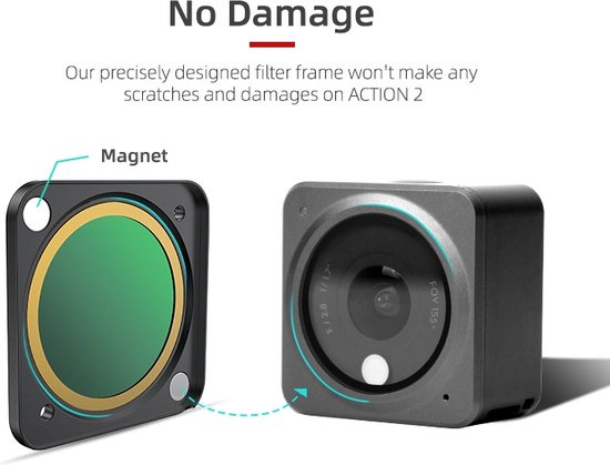 50CAL Actioncam Camera Lens Filter set geschikt voor DJI Action 2 - ND4 + ND8 + ND16 + ND32 - 50CAL