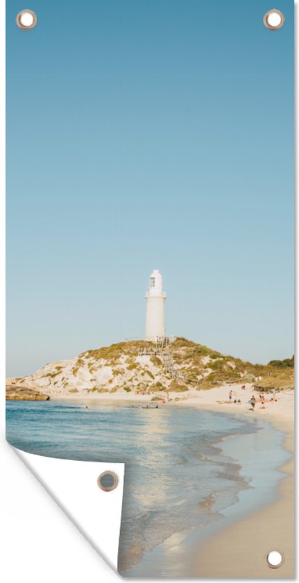 Affiche de jardin Île avec phare - Décoration murale cm - Décoration murale d'extérieur - Affiche de jardin - Toile de jardin - Affiche de clôture - Tableau de jardin