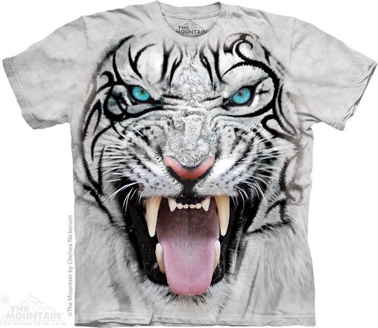 T-shirt Big Face Tribal Tiger White 3XL