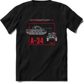 A34 Comet leger T-Shirt | Unisex Army Tank Kleding | Dames / Heren Tanks ww2 shirt | Blueprint | Grappig bouwpakket Cadeau - Zwart - L