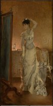Alfred Stevens, Winter, 1877, Schilderij op canvas, formaat is 30X45 CM