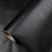 SV. Productie & Lifestyle - Zelfklevende decoratiefolie - houtnerf zwart - neutraal zwart - wrap folie - keuken decoratie - badkamer kast folie - kast folie - zelfklevend - waterdicht - 61x500