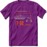 T32 Heavy tank leger T-Shirt | Unisex Army Tank Kleding | Dames / Heren Tanks ww2 shirt | Blueprint | Grappig bouwpakket Cadeau - Paars - L