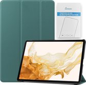 Case2go - Tablet hoes & Screenprotector geschikt voor Samsung Galaxy Tab S8 Plus - 12.4 Inch - Auto Wake/Sleep functie - Donker Groen
