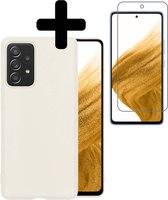Samsung A53 Hoesje Met Screenprotector - Samsung Galaxy A53 Case Cover - Siliconen Samsung A53 Hoes Met Screenprotector - Wit
