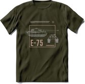 E75 leger T-Shirt | Unisex Army Tank Kleding | Dames / Heren Tanks ww2 shirt | Blueprint | Grappig bouwpakket Cadeau - Leger Groen - S