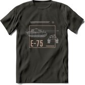 E75 leger T-Shirt | Unisex Army Tank Kleding | Dames / Heren Tanks ww2 shirt | Blueprint | Grappig bouwpakket Cadeau - Donker Grijs - XXL
