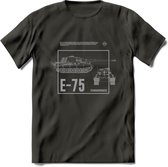 E75 leger T-Shirt | Unisex Army Tank Kleding | Dames / Heren Tanks ww2 shirt | Blueprint | Grappig bouwpakket Cadeau - Donker Grijs - XL