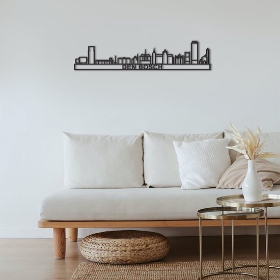 Skyline Den Bosch Zwart Mdf 130 Cm Wanddecoratie Voor Aan De Muur Met Tekst City Shapes