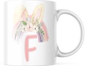 Paas Mok F regenboog konijnen oren | Paas cadeau | Pasen | Paasdecoratie | Pasen Decoratie | Grappige Cadeaus | Koffiemok | Koffiebeker | Theemok | Theebeker