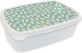 Broodtrommel Wit - Lunchbox - Brooddoos - Patronen - Voet - Blauw - Jongens - Kinderen - Kids - Jongetje - 18x12x6 cm - Volwassenen