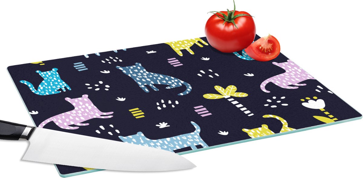 Glazen Snijplank - 39x28 - Design - Jungle - Luipaard - Dieren - Snijplanken Glas
