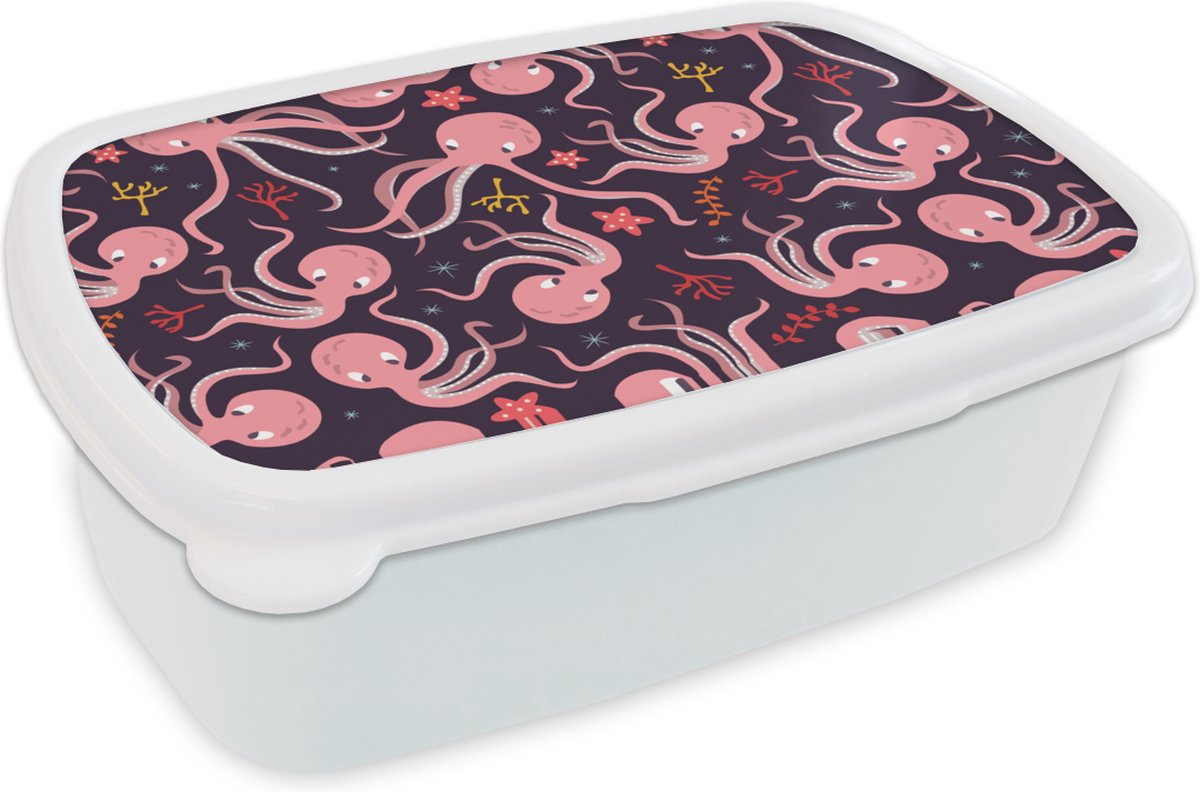 Broodtrommel Wit - Lunchbox - Brooddoos - Octopus - Baby - Design - 18x12x6 cm - Volwassenen