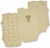 romper mouwloos Beer beige 3 stuks maat 74