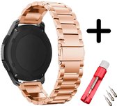 Strap-it bandje staal rosé goud + toolkit - geschikt voor Samsung Galaxy Watch 1 46mm / Galaxy Watch 3 45mm / Gear S3
