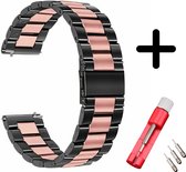 Strap-it bandje staal zwart/roze + toolkit - geschikt voor Garmin Vivoactive 4s / Venu 2s / Vivomove 3s